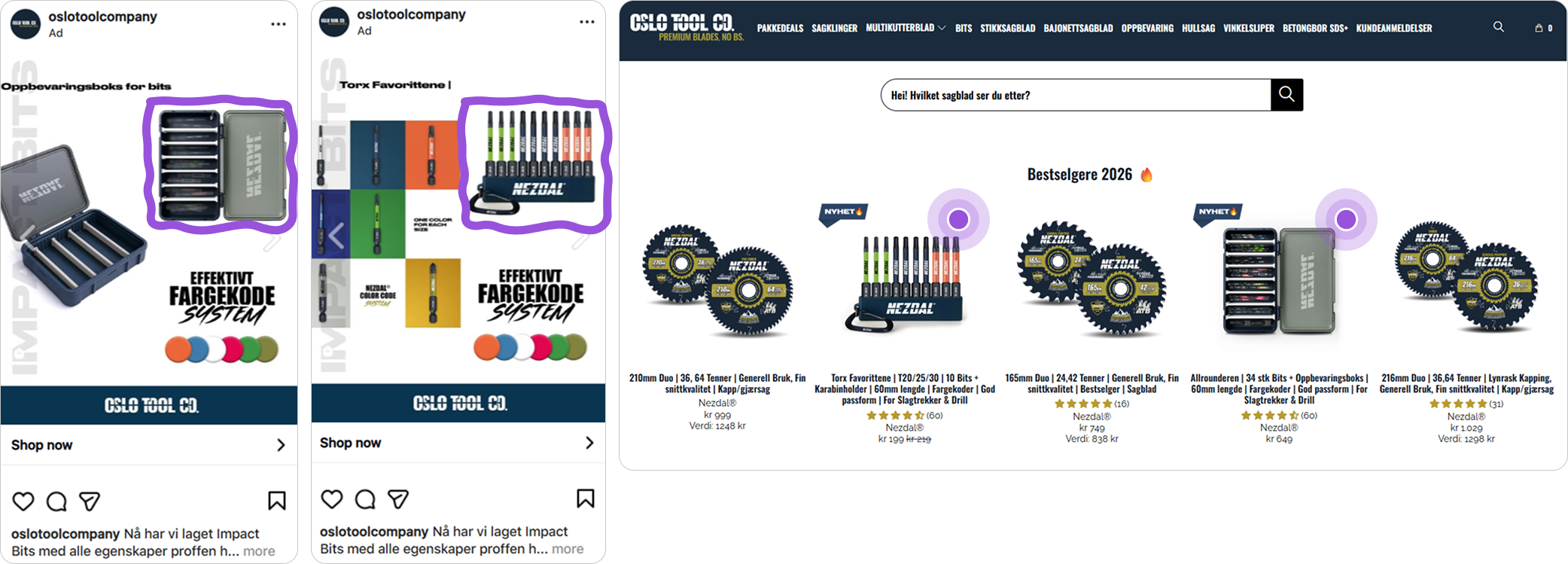 Catalog Ads that support the product the website leads with